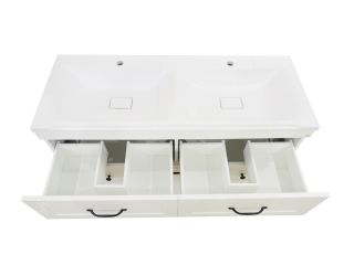 Напольная тумба под раковину Misty Дуэт 120см с бельевой корзиной белый